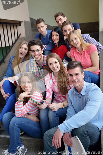 Image of happy teens group in school