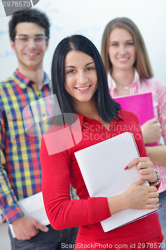 Image of happy teens group in school