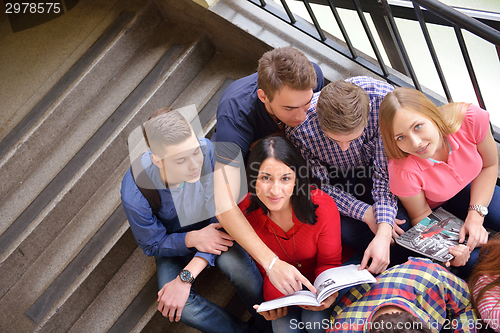 Image of happy teens group in school