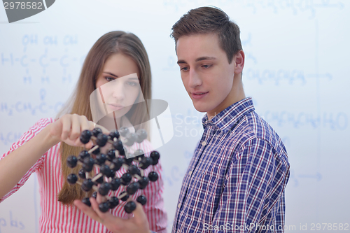 Image of happy teens group in school