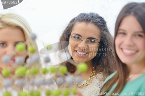 Image of happy teens group in school