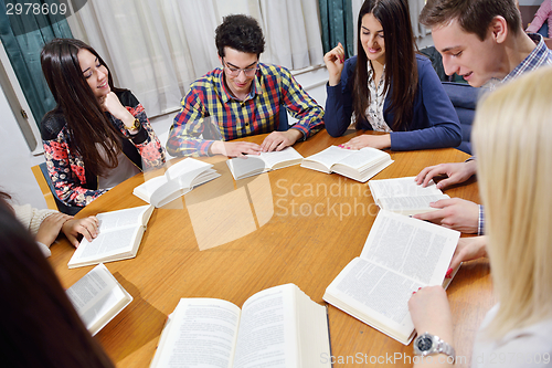 Image of happy teens group in school