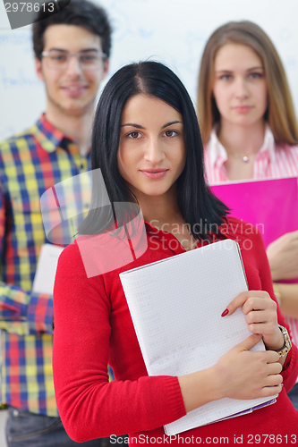 Image of happy teens group in school