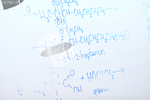 Image of chemical molecule structure on white boar