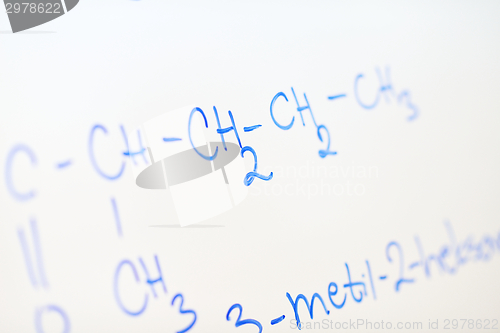 Image of chemical molecule structure on white boar