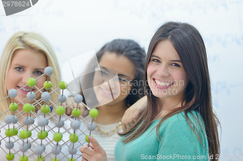 Image of happy teens group in school