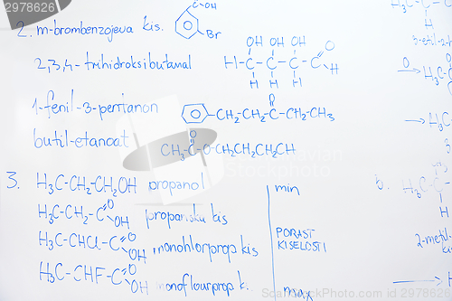 Image of chemical molecule structure on white boar