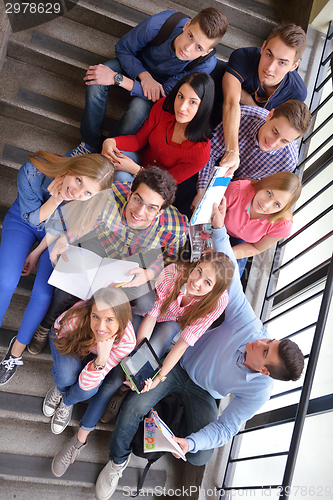 Image of happy teens group in school