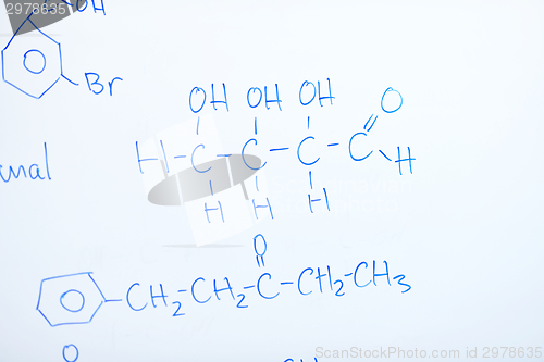 Image of chemical molecule structure on white boar