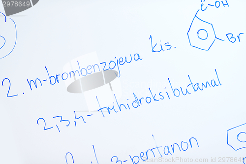 Image of chemical molecule structure on white boar