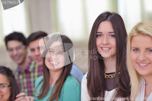 Image of happy teens group in school