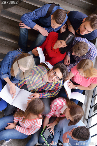Image of happy teens group in school