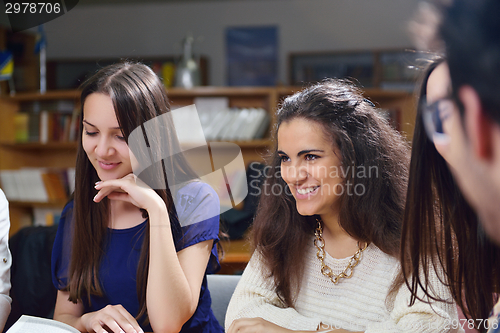 Image of happy teens group in school