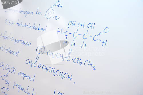 Image of chemical molecule structure on white boar