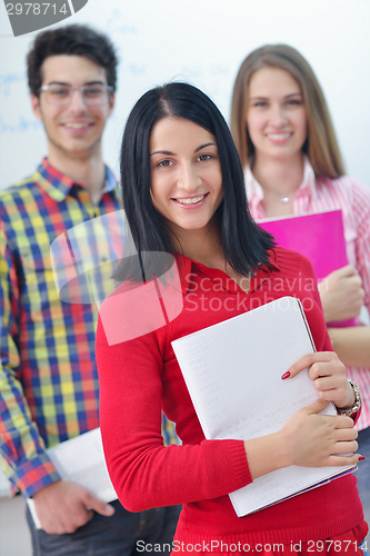 Image of happy teens group in school