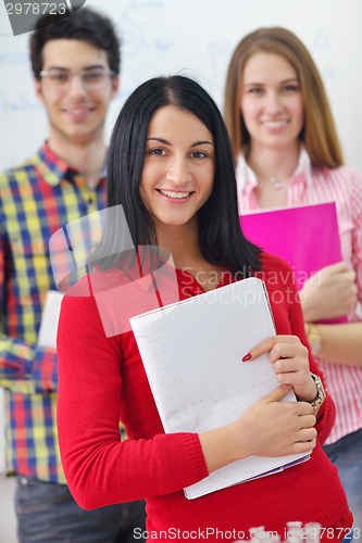 Image of happy teens group in school