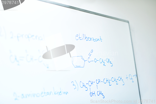 Image of chemical molecule structure on white boar