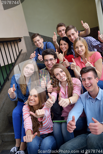 Image of happy teens group in school