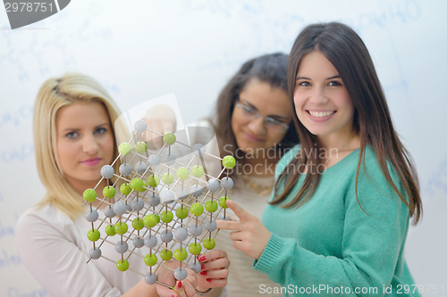 Image of happy teens group in school
