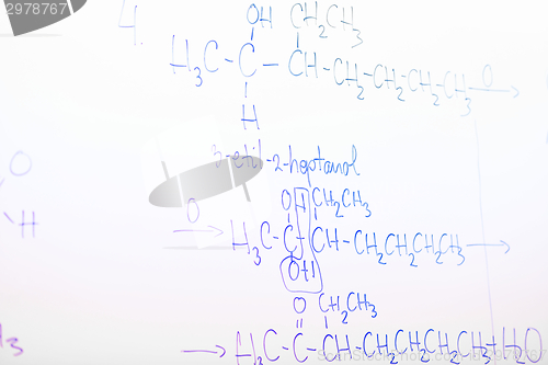 Image of chemical molecule structure on white boar