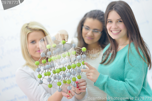 Image of happy teens group in school