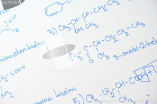 Image of chemical molecule structure on white boar