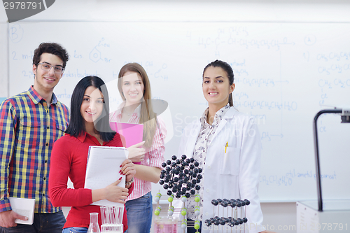 Image of happy teens group in school