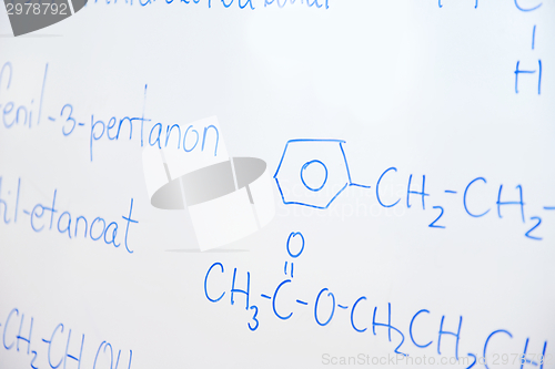 Image of chemical molecule structure on white boar