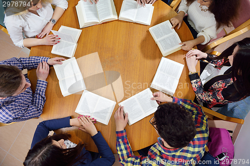 Image of happy teens group in school