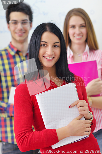 Image of happy teens group in school