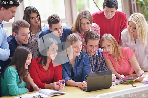 Image of happy teens group in school