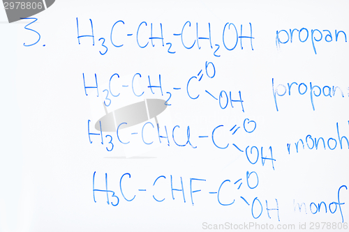 Image of chemical molecule structure on white boar