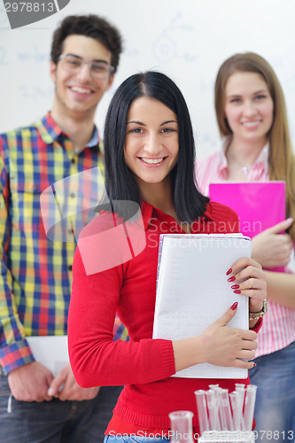 Image of happy teens group in school