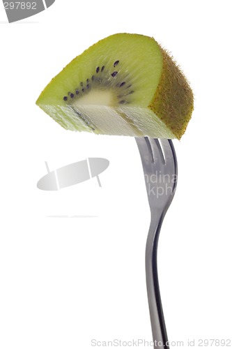 Image of Kiwi fruit held by fork

