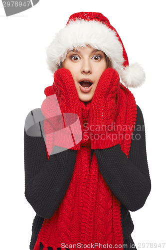 Image of Surprised Xmas woman