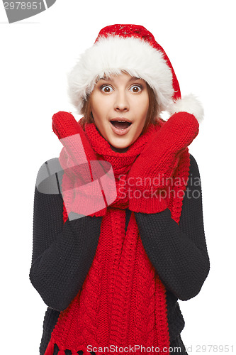 Image of Surprised Xmas woman