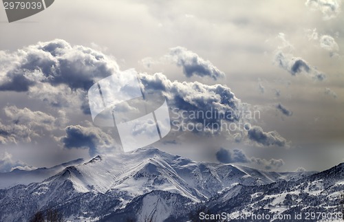 Image of Evening mountains and cloudy sky