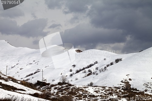Image of Off-piste slope and overcast sky