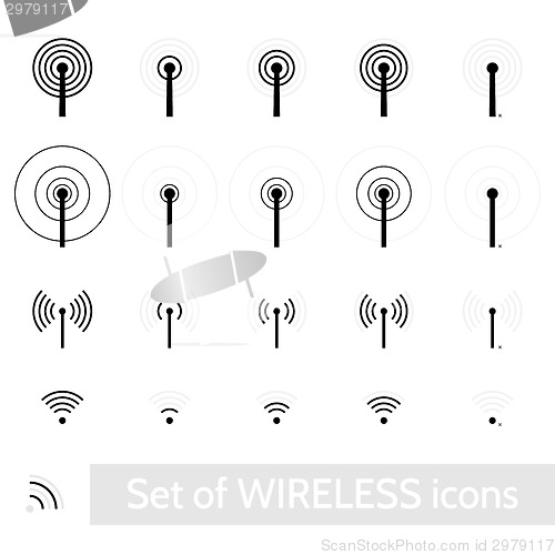 Image of Wireless icons set