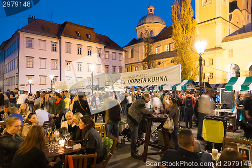 Image of Open kitchenfood market in Ljubljana, Slovenia.