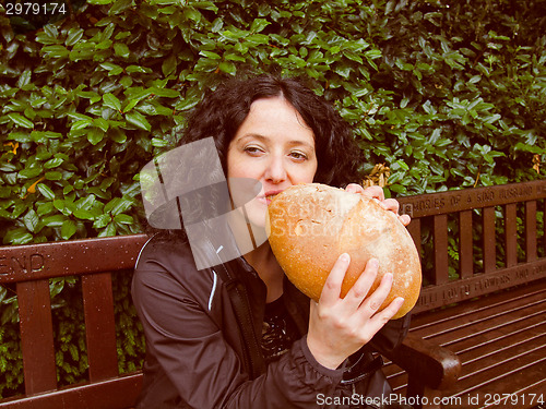 Image of Girl eating bread