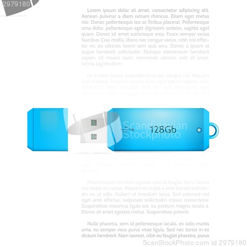 Image of Vector illustration of blue USB flash drive