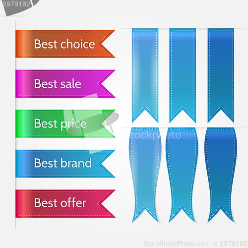 Image of Vector illustration of set of sale ribbons