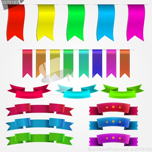 Image of Vector illustration of colored ribbons set