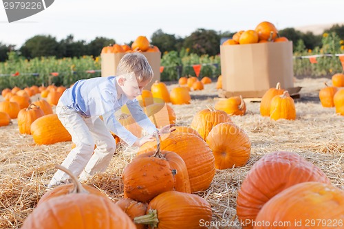 Image of kid at pumpkin patch