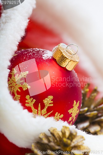 Image of Christmas ball and ribbon