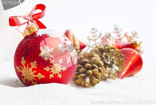 Image of Christmas ball and ribbon