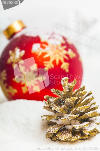 Image of Christmas ball and ribbon