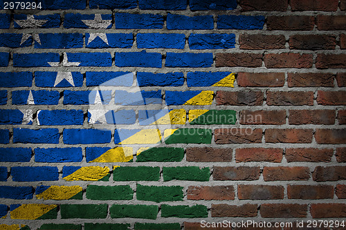 Image of Brick wall texture with flag