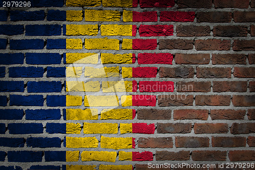 Image of Brick wall texture with flag